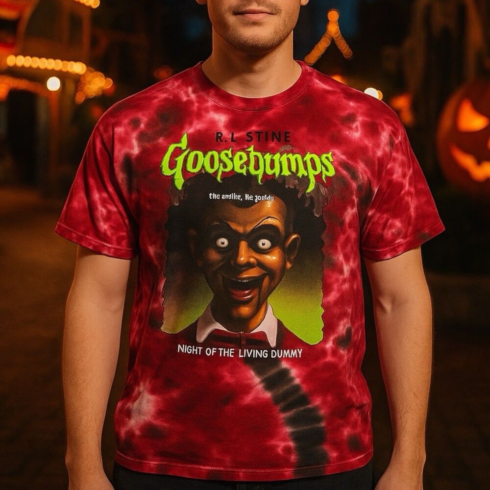 Goosebumps T-Shirt Mens Red Tie Dye Dummy‎ Haunted 90's Horror Graphic Size M